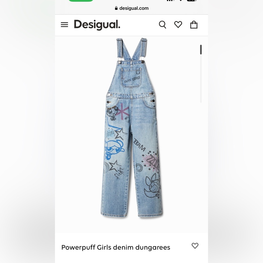 Desigual power puff girls denim dungarees / overalls